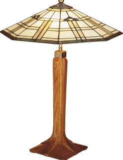 Corbel Base Table Lamp with Art Glass Shade