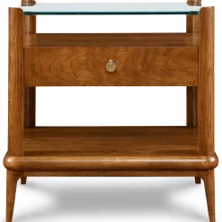 Martine Glass-Top Nightstand