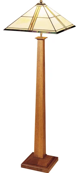Square Base Floor Lamp with Art Glass Shade
