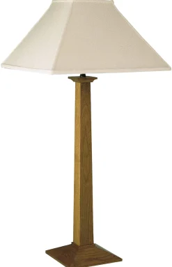 Square Base Table Lamp with Linen Shade