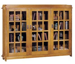 Triple Bookcase with Glass Doors
